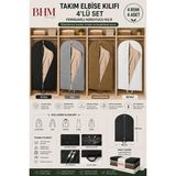 Bhm 4'lü Takım Elbise Kılıfı 60X100 cm Çift Fermuarlı Gamboç Elbise Kılıfı Kıyafet Koruyucu Toz Geçirmez Dolap Düzenleyici - Siyah - Bej - Beyaz - Gri - 60 x 100 cm