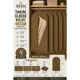 BHM 4'lü Takım Elbise Kılıfı 60X100 cm Çift Fermuarlı Gamboç Elbise Kılıfı Kıyafet Koruyucu Toz Geçirmez Dolap Düzenleyici