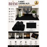 BHM 5'li Lavabo Altı Keçe Koruyucu Mat Su Emici Dolap Içi Örtü Kesilebilir Mutfak ve Banyo Dolabı Matı 100X50CM