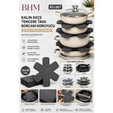 Bhm Kalın Keçe Tencere Tava Borcam Koruyucu 6'lı Set 30X30 cm Çizdirmez Tencere Arası Ayırıcı Mutfak Düzenleyici - Siyah