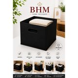 BHM Siyah Keçe Organizer Kutu 30x30x30 cm Katlanabilir Çok Amaçlı Düzenleyici Sepet Oyuncak Dolap Raf Düzenleyici
