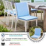 Bhomes Concept 40X80 cm Mavi Arkalıklı Sandalye Minderi Pamuk Polyester Kumaş Ipli Sırtlı Mutfak ve Bahçe Minderi - 40 x 80 cm