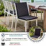 Bhomes Concept 40X80 cm Siyah Arkalıklı Sandalye Minderi Pamuk Polyester Kumaş Ipli Sırtlı Mutfak ve Bahçe Minderi - 40 x 80 cm