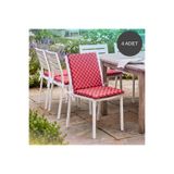Bhomesconcept 4 Adet 40x40 Cm Kırmızı Arkalıklı Sandalye Minderi Pamuk Polyester Kumaş İpli Sırtlı Mutfak Ve Bahçe Minderi