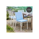 Bhomesconcept 4 Adet 40x40 Cm Mavi Arkalıklı Sandalye Minderi Pamuk Polyester Kumaş İpli Sırtlı Mutfak Ve Bahçe Minderi