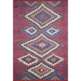 Bhopal Bordo Modern Geometrik Etnik Eskitme Desenli Boho Makinada Yıkanabilir Hafif Hav Toz Vermez Leke Tutmaz Kaymaz Taban Dijital Makine Baskı Halı Oturma Odası Salon Yolluk Koridor Mutfak Halısı