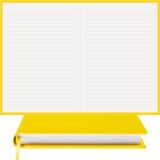 Bi Defter Çizgili Defter Gerçek Cilt Bezi El Yapımı El Dikişi Iplik Dikiş A/5 - Sarı - Kareli Defter
