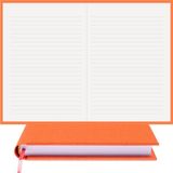 Bi Defter Çizgili Defter Gerçek Cilt Bezi El Yapımı El Dikişi Iplik Dikiş A/5 - Turuncu - Kareli Defter