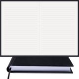 Bi Defter Çizgili Defter – Termo Deri Ciltli, %100 El Yapımı, El Dikişi, (Iplik Dikiş) “benzersiz Ürün” A/5 - Siyah