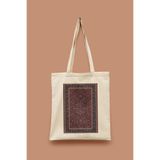 Bi Dünya Haber Etnik Desen Serisi 3 Bordo Etnik Desen Serisi Tote Bag Baskılı Bez Çanta