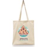 Bi' Dünya Haber Kral Kaya Mezarları - Amasya Türkiye Serisi Tote Bag Baskılı Bez Çanta - Çok Renkli - Beyaz