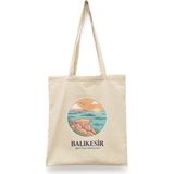 Bi' Dünya Haber Şeytan Sofrası - Balıkesir Türkiye Serisi Tote Bag Baskılı Bez Çanta - Çok Renkli - Beyaz