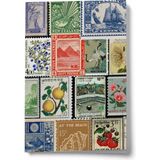 Bi' Dünya Haber Vintage Serisi 12 Pul Koleksiyonu A6 Çizgili Mini Defter Not Defteri - Crimson