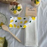 Bi Kadın Nakış Işlemeli Limonlu El ve Mutfak Havlusu 2'li - 45 x 65 cm - Beyaz