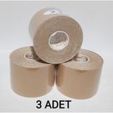 Bia Tape Kinesio 5 cm x 5 M -Ten Rengi Sporcu Bandı 3'lü (Pakette 3 Adet) - Standart - Kahverengi