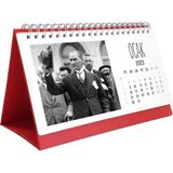 Bi'aldım 2027 Atatürk Takvimi - Atatürk Fotoğraflı 2027 Masa Takvimi - Kırmızı Renk - 1 Adet