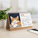 Bi'aldım 2027 Kedili Masa Takvimi | Üç Aylık Takvim - Önceki Ay Sonraki Ay | Kedi Severlere Hediye - 1 Adet - Siyah