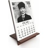 Bi'aldım 2027 Mustafa Kemal Atatürk Takvimi, Ahşap Atatürk Takvimi, 2027 Ahşap Masa Takvimi - 1 Adet