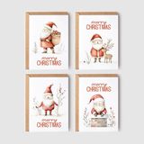 Bi'aldım 8’li Yılbaşı Noel Baba Kartpostal Seti, Mutlu Yıllar Kartı, Yeni Yıl Kartları