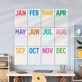 Bi'aldım Sürekli Takvim, 12 Aylık Tarihsiz Takvim, Aylık Planlayıcı Takvim, A4, 33 x 48 Cm, Undated Monthly Wall Planner, Wall Calendar - Pastel - Duvar Takvimi - Boyut: 33 x 48 cm