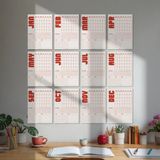 Bi'aldım Tarihsiz Aylık Planlayıcı Takvim, Kırmızı Retro Organizer Planlayıcı - A4 (21 x 29,7 cm)