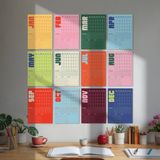 Bi'aldım Tarihsiz Aylık Planlayıcı Takvim, Retro Organizer Planlayıcı - Duvar Takvimi - 33 x 48 cm