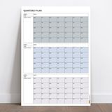 Bialdım Tarihsiz Üç Aylık Duvar Takvimi, 90 Günlük Plan, Duvar Planlayıcı, Gri Renk - 35X50 cm