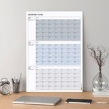 Bialdım Tarihsiz Üç Aylık Duvar Takvimi, 90 Günlük Plan, Duvar Planlayıcı, Gri Renk - 50X70 cm