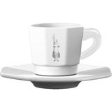 Bialetti - 4'lü Espresso Fincan Seti - Sekizgen Tasarım - Beyaz Renk - Porselen - Renkli