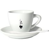 Bialetti - Cappuccino Kahve Fincanı ve Tabağı - 240ML - Bialetti Ikonik Bıyıklı Adam Desenli - Çok Renkli