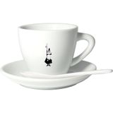 Bialetti - Cappuccino Kahve Fincanı Ve Tabağı - 240Ml - İkonik Bıyıklı Adam Desenli - Porse