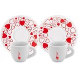 Bialetti Kahve Fincan Seti 2'li Kalpli - Kırmızı - Beyaz