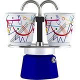 Bialetti Mavi Mini Express Kandinsky Metal Mokapot ve 2'li Seramik Espresso Fincan Seti - Kırmızı - Standart