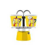 Bialetti Mini Express Sarı Mokapot Lictenstein ve 2 Espresso Fincanı