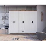 Bianca 6 Kapılı 2 Çekmeceli Gardrop Geniş Dolap & Elbise Dolabı Atlantik Çam & Beyaz Atlantik Çam - Beyaz