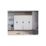 Bianca 6 Kapılı 2 Çekmeceli Gardrop Geniş Dolap & Elbise Dolabı Atlantik Çam & Beyaz