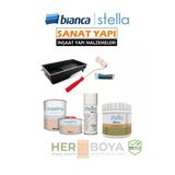 Bianca Set 500Ml - Siyah Boya + Mermer Effekt Sprey + Maximo Sıvı Cam Ipek Mat Siyah Boya - Beyaz Sprey