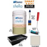 Bianca Stella 4 Parçalı Set: 1 lt Boya, Boya Tavası, Kadife Rulo ve Stella İpek Fırça ile Su Dayanımı