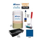 Bianca Stella Boya 4 Parçalı Set ( 1Lt Boya - Boya Tavası- Stella İpek Fırça - Kadife Rulo) Çivit