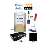 Bianca Stella Boya 4 Parçalı Set ( 1Lt Boya - Boya Tavası- Stella İpek Fırça - Kadife Rulo) Siyah