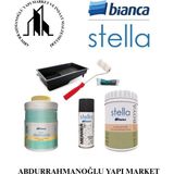 Bianca Stella Boya 5 Parçalı Set ( 1lt Boya - Liquid Diamond - Boya Tavası - Stella Efekt Sprey - Kadife Rulo ) - BEYAZ / İPEK MAT