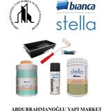 Bianca Stella Boya 5 Parçalı Set ( 1lt Boya - Liquid Diamond - Boya Tavası - Stella Efekt Sprey - Kadife Rulo ) - BEYAZ / MAT