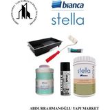 Bianca Stella Boya 5 Parçalı Set ( 1lt Boya - Liquid Diamond - Boya Tavası- Stella Ipek Fırça - Kadife Rulo ) - BEYAZ / PARLAK