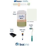 Bianca Stella Boya Seti (Bianca Stella Boya- Kadife Rulo - Ipek Fırça - Boya Kabı) - Antik Beyaz