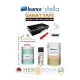 Bianca Stella Set 1 Lt - Beyaz Boya + Bianca Siyah Mermer Effekt Sprey + Bianca Diamond Sıvı Elmas Parlak Beyaz