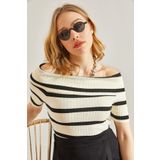 Bianco Lucci 20246126 Çizgili Triko Kadın Bluz