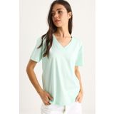 Bianco Lucci Kadın %100 Organik Pamuk Derin V Yakalı Comfort Fit T-Shirt 60602066