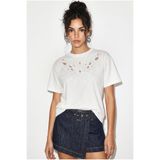 Bianco Lucci Kadın %100 Pamuk Ajur Detaylı Nakışlı Regular Basic T-Shirt ÖT261102 60286303
