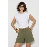 Bianco Lucci Kadın %100 Pamuk Beli Lastikli Cep Detaylı Müslin Bermuda Şort YP5525 60286315