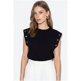 Bianco Lucci Kadın %100 Pamuk Bisiklet Yaka Kuşgözü Zımba Detaylı Basic T-Shirt 60382619